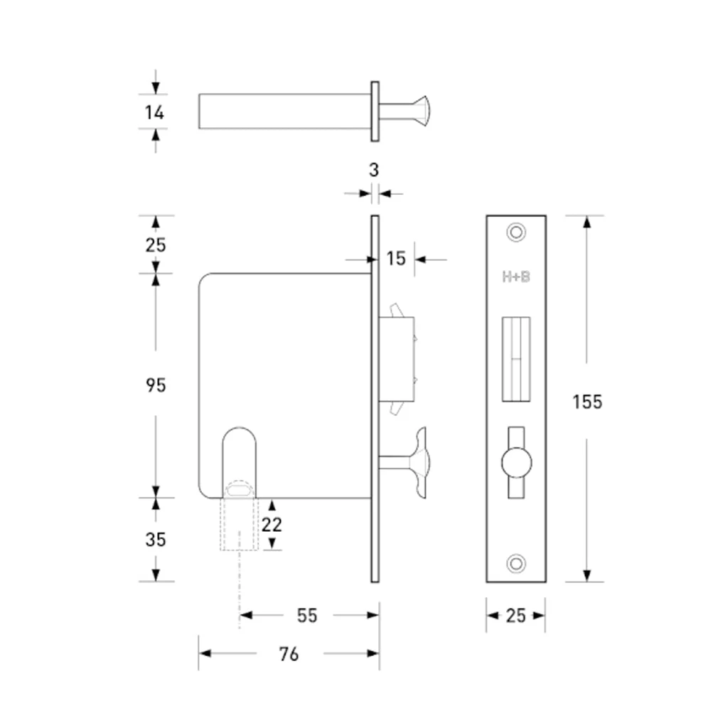 HB 690 Flush Pull Privacy Lock - Image 4
