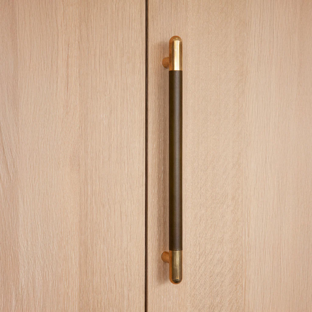 Mineral Leather Wrapped Metal Appliance Bar Pull