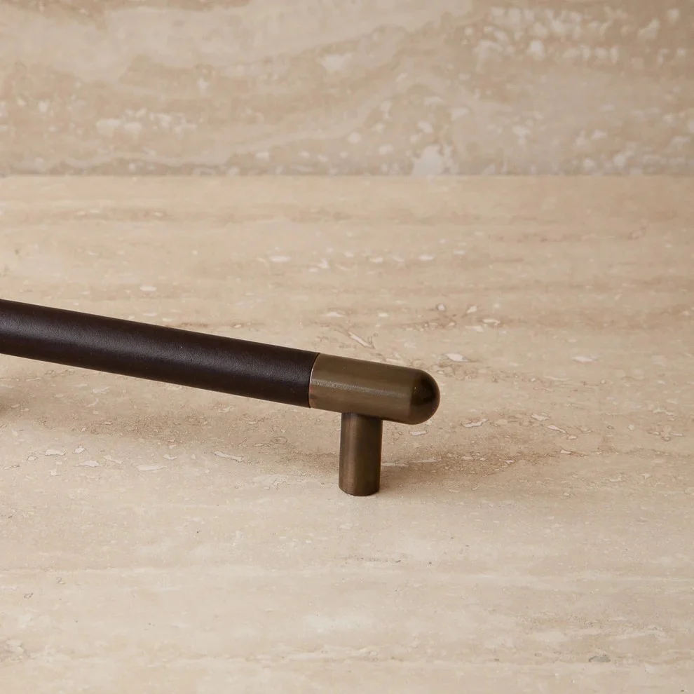 Mineral Leather Wrapped Metal Appliance Bar Pull - Image 4