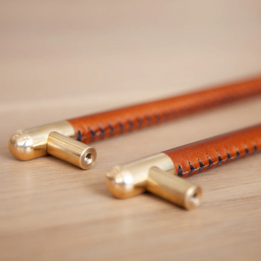 Mineral Leather Wrapped Metal Bar Pull - Image 5
