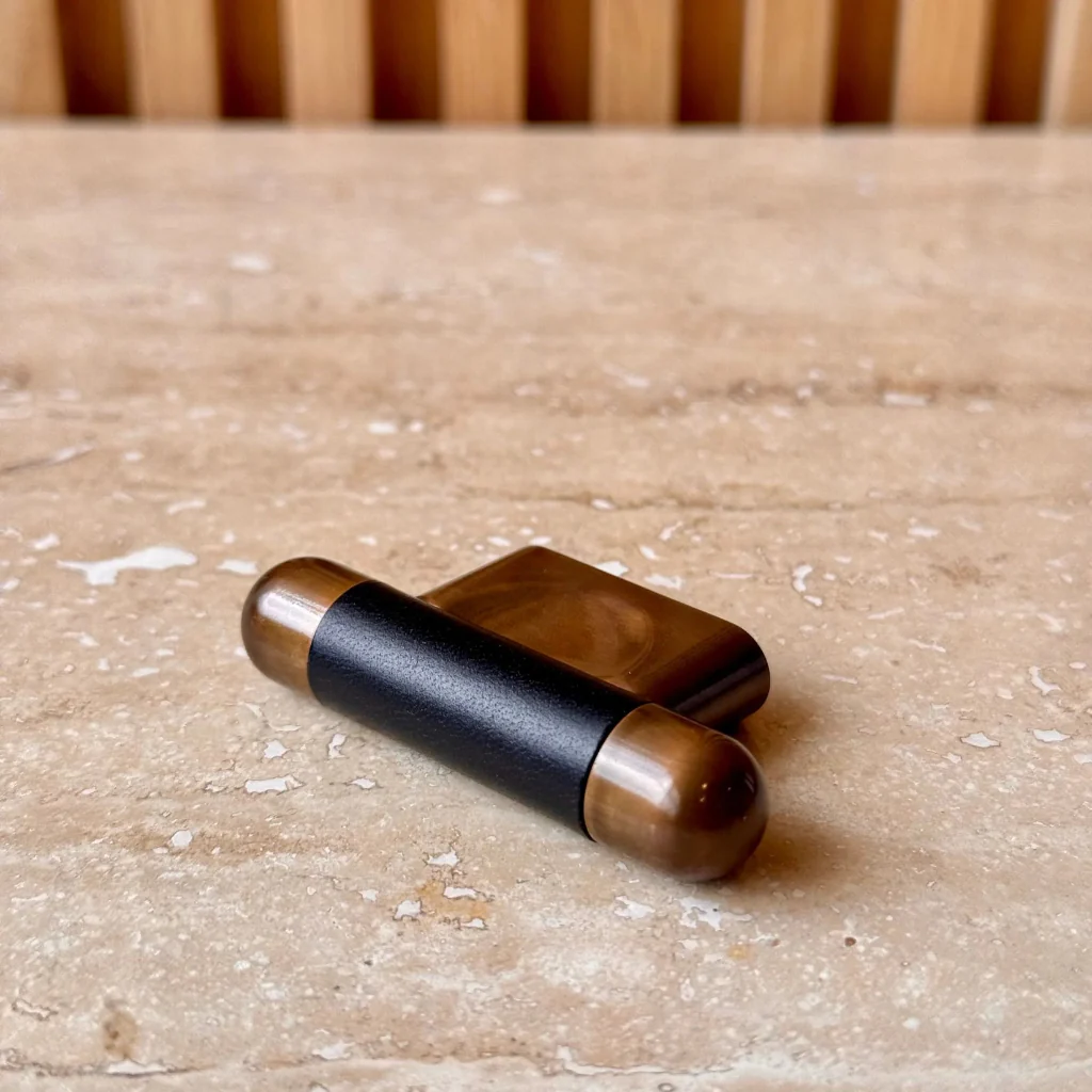 Mineral Leather Wrapped Metal Knob - Image 2