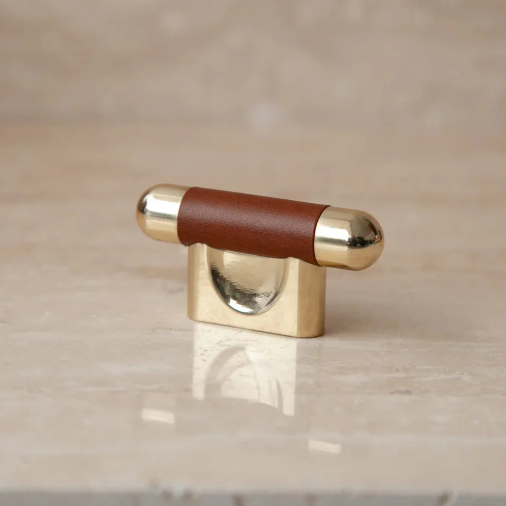 Mineral Leather Wrapped Metal Knob - Image 3