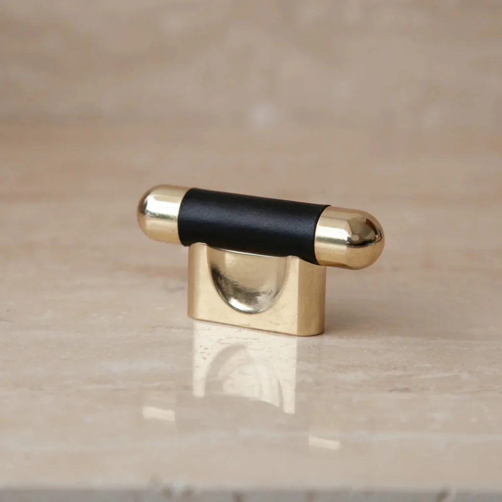 Mineral Leather Wrapped Metal Knob - Image 4